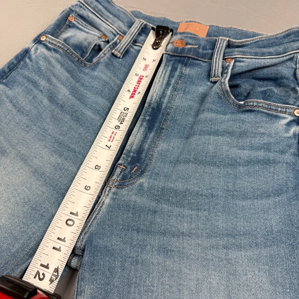 MOTHER Rambler Zip Flood High Rise Straight Jeans Out of the Blue Size 25 - Picture 7 of 10